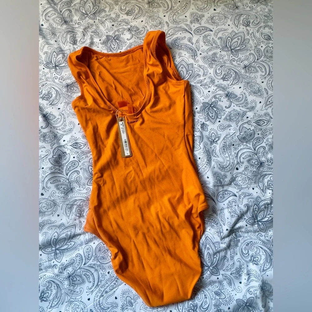SKIMS Signature Swim High Neck One Piece - Tangerine XS - NWT